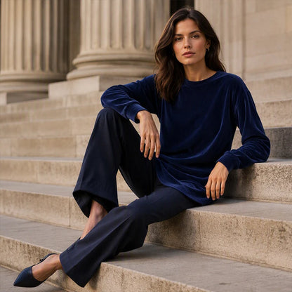Women's Soft Velour Long-Sleeve Tunic