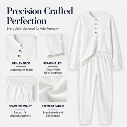 Women's Relaxed Button Neck Two Piece Set
