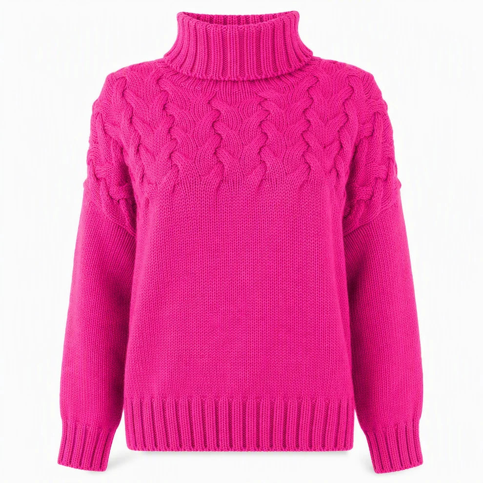 Women's Cable Knit Roll Neck Jumper