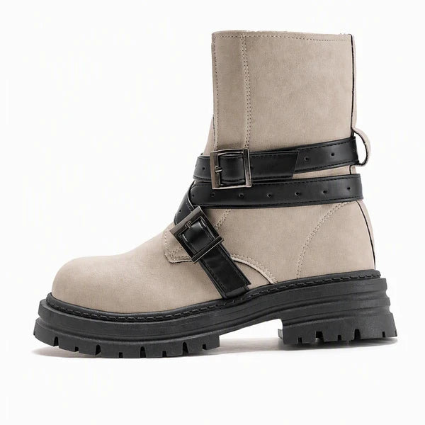 Women's Double Buckle Chunky Ankle Boots