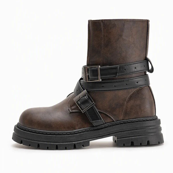 Women's Double Buckle Chunky Ankle Boots