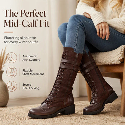 Women's Buckle Detail Mid-Calf Boots