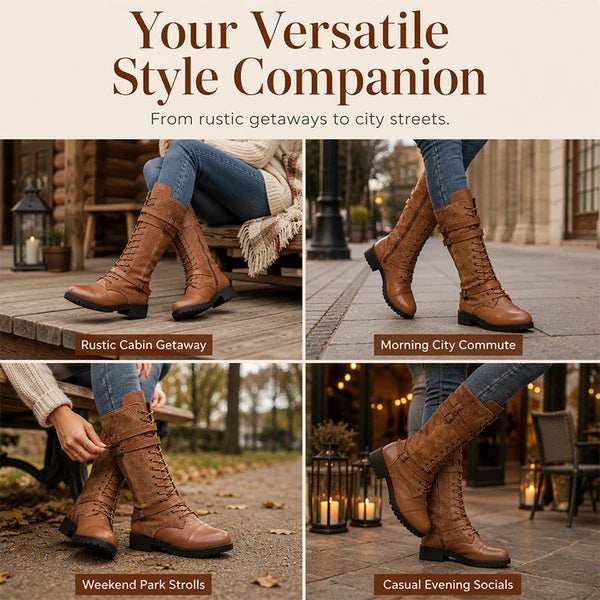 Women's Buckle Detail Mid-Calf Boots