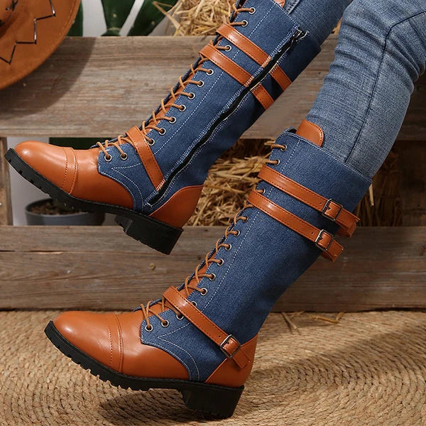 Women's Buckle Detail Mid-Calf Boots