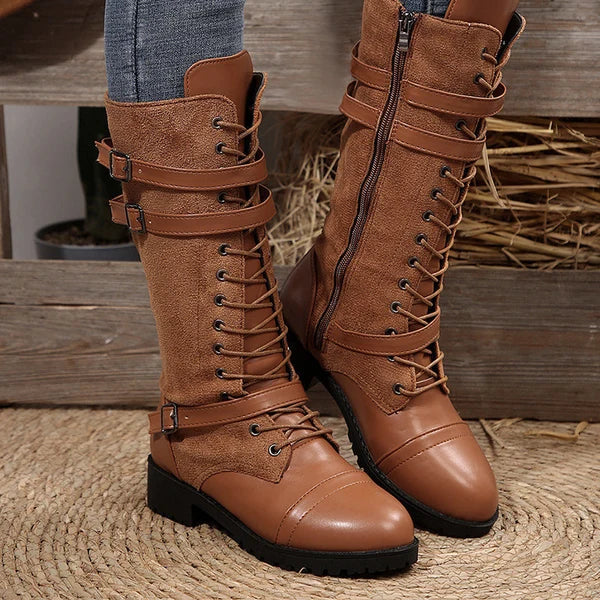Women's Buckle Detail Mid-Calf Boots