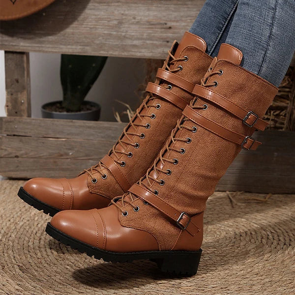 Women's Buckle Detail Mid-Calf Boots