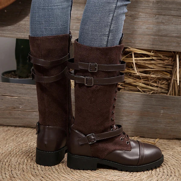 Women's Buckle Detail Mid-Calf Boots
