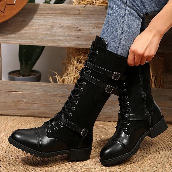 Women's Buckle Detail Mid-Calf Boots