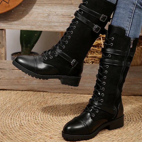 Women's Buckle Detail Mid-Calf Boots