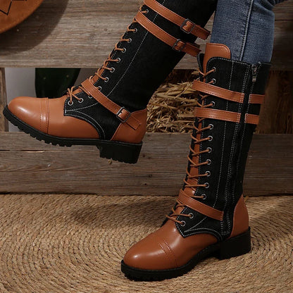 Women's Buckle Detail Mid-Calf Boots