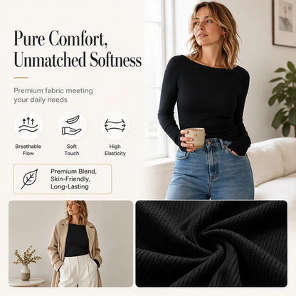 Women's Boat Neck Ribbed Knit Top