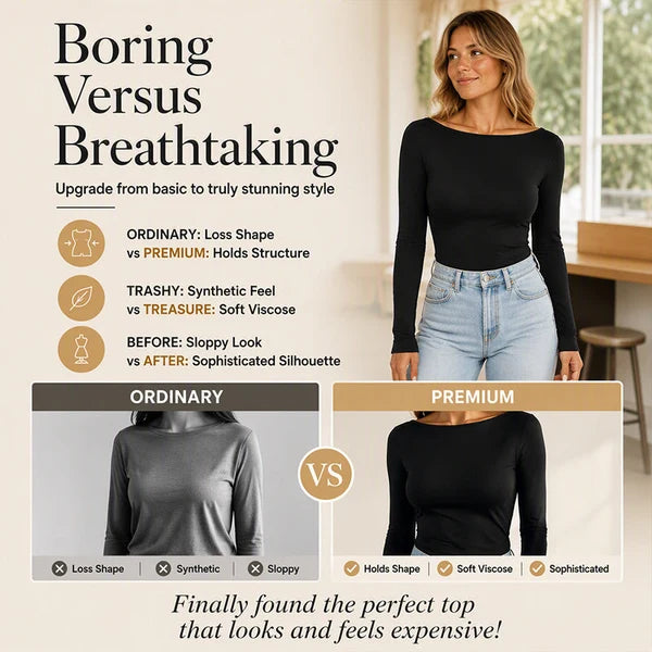 Women's Boat Neck Ribbed Knit Top