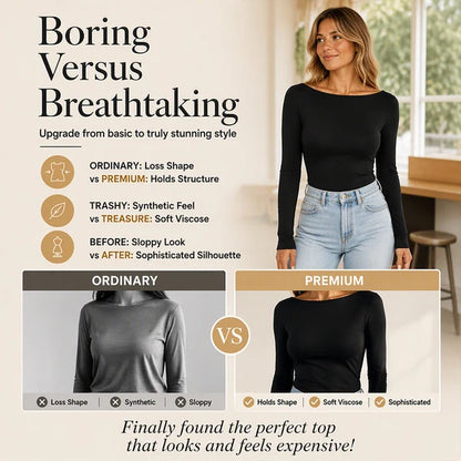 Women's Boat Neck Ribbed Knit Top