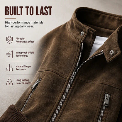 Men's Suede-Look Relaxed Bomber Jacket