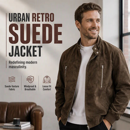 Men's Suede-Look Relaxed Bomber Jacket