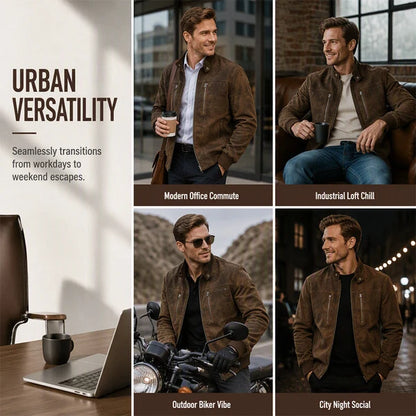 Men's Suede-Look Relaxed Bomber Jacket