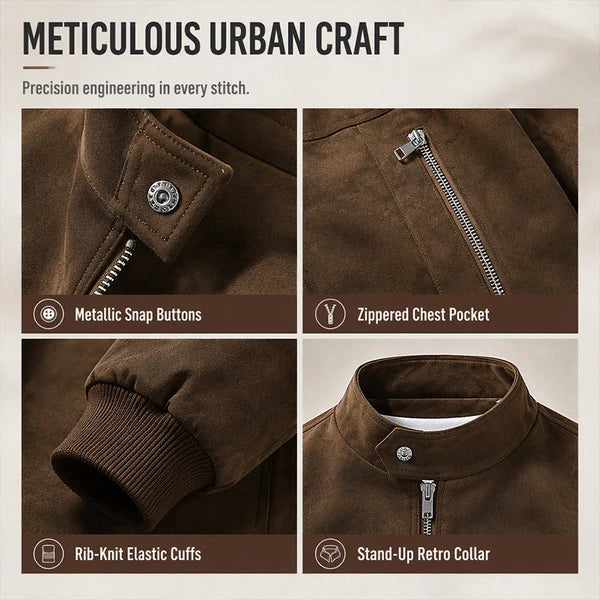 Men's Suede-Look Relaxed Bomber Jacket