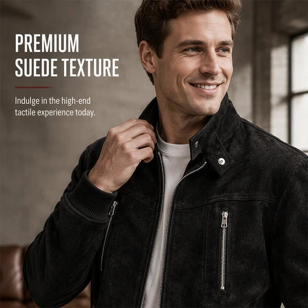 Men's Suede-Look Relaxed Bomber Jacket