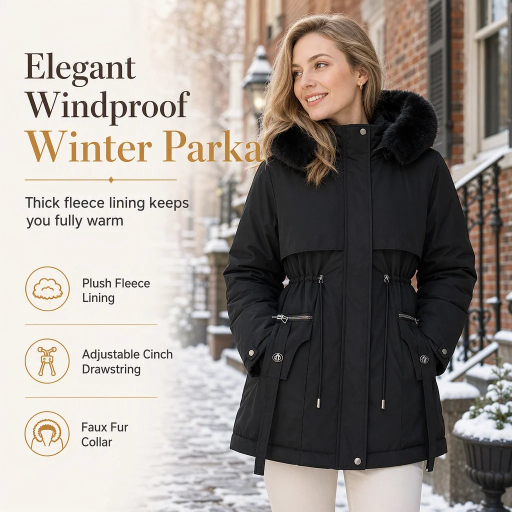 Women's Faux Fur Trim Padded Parka