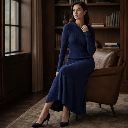 Women's Ribbed Hooded Maxi Dress