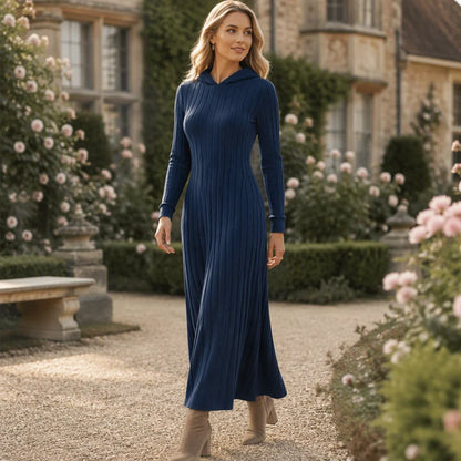 Women's Ribbed Hooded Maxi Dress
