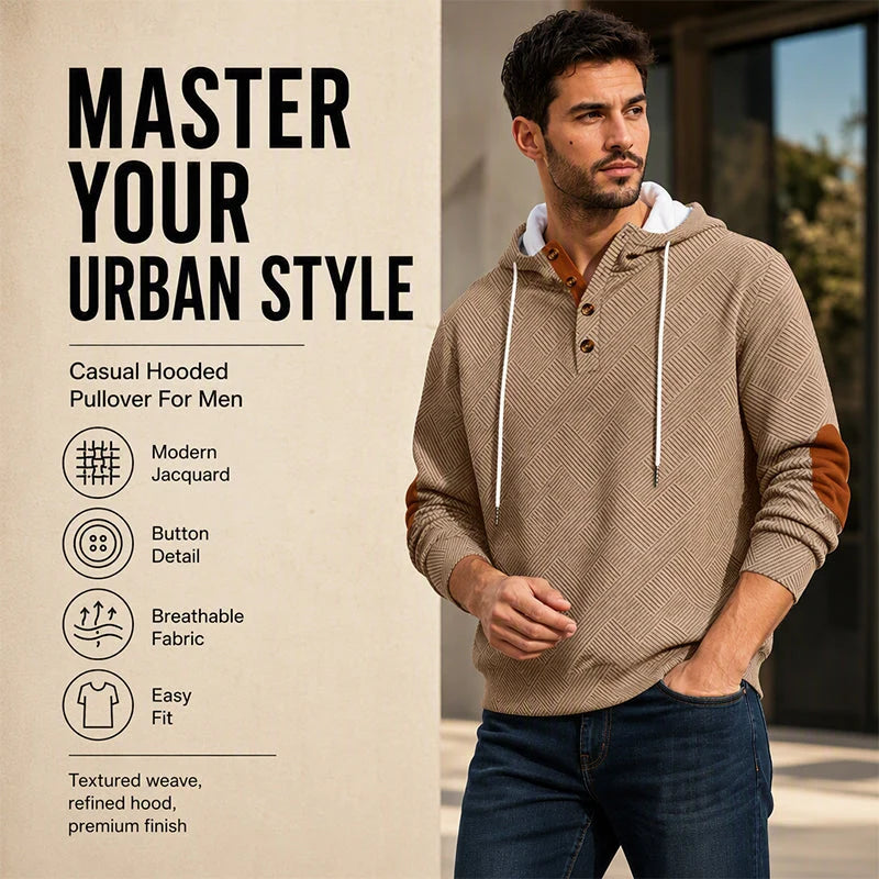 Men's Textured Jacquard Hooded Jumper
