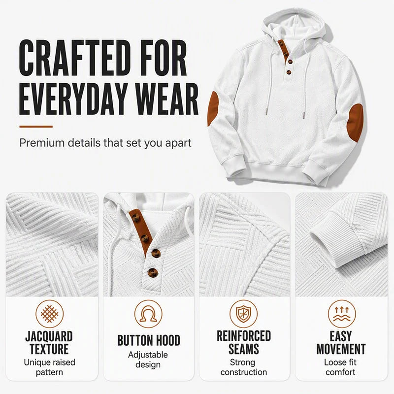 Men's Textured Jacquard Hooded Jumper