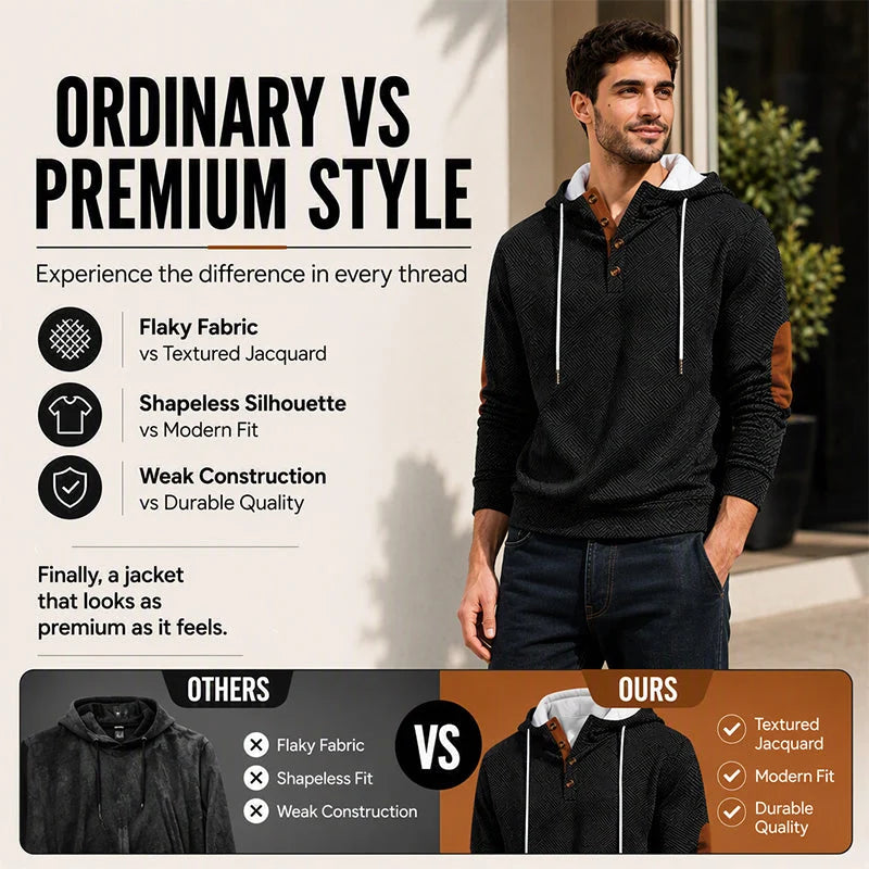 Men's Textured Jacquard Hooded Jumper