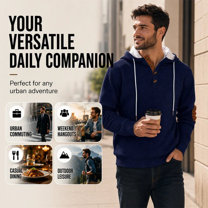 Men's Textured Jacquard Hooded Jumper