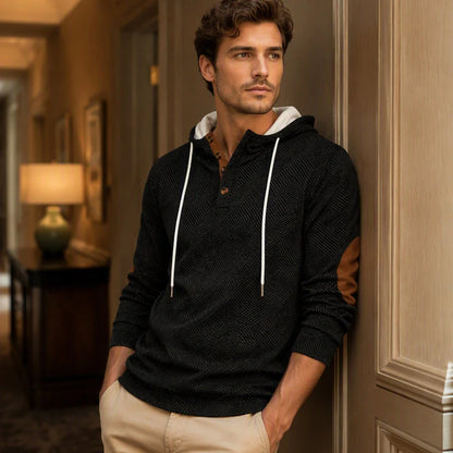 Men's Textured Jacquard Hooded Jumper