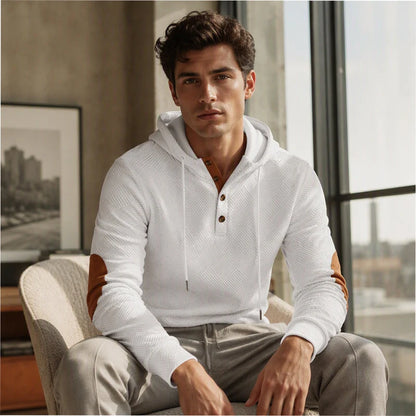 Men's Textured Jacquard Hooded Jumper