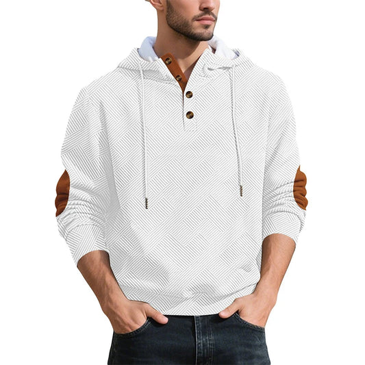 Men's Textured Jacquard Hooded Jumper