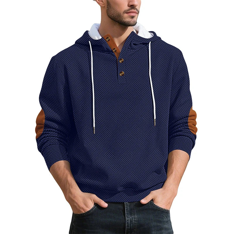 Men's Textured Jacquard Hooded Jumper