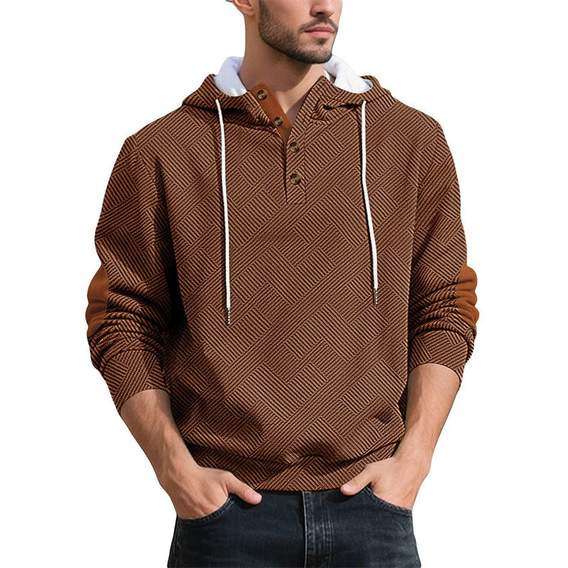 Men's Textured Jacquard Hooded Jumper