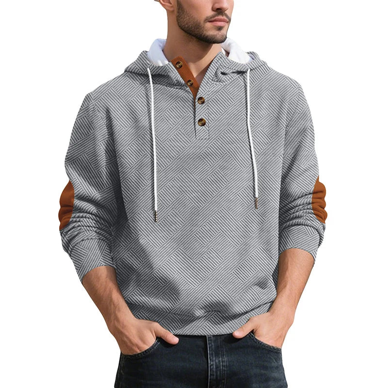 Men's Textured Jacquard Hooded Jumper