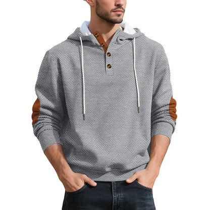 Men's Textured Jacquard Hooded Jumper