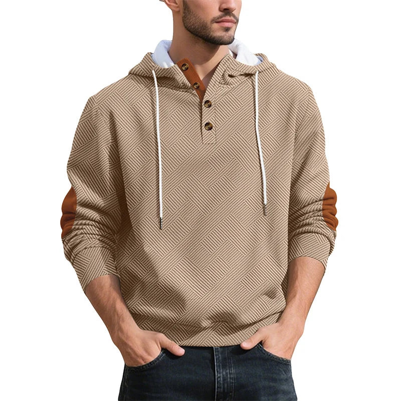 Men's Textured Jacquard Hooded Jumper