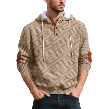 Men's Textured Jacquard Hooded Jumper