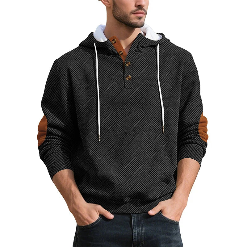 Men's Textured Jacquard Hooded Jumper