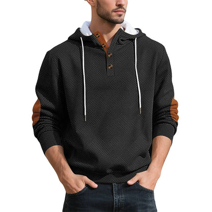 Men's Textured Jacquard Hooded Jumper