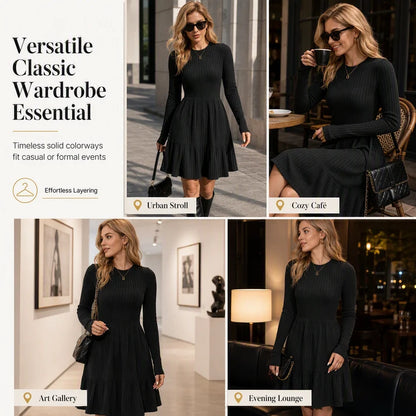 Women's Ribbed Ruffle Hem Midi Dress