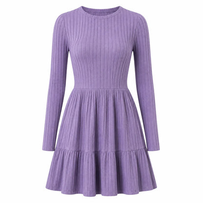 Women's Ribbed Ruffle Hem Midi Dress