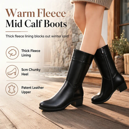 Women's Fleece-Lined Chunky Mid-Calf Boots