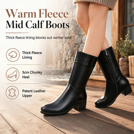 Women's Fleece-Lined Chunky Mid-Calf Boots