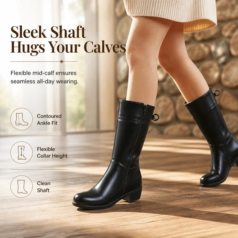Women's Fleece-Lined Chunky Mid-Calf Boots