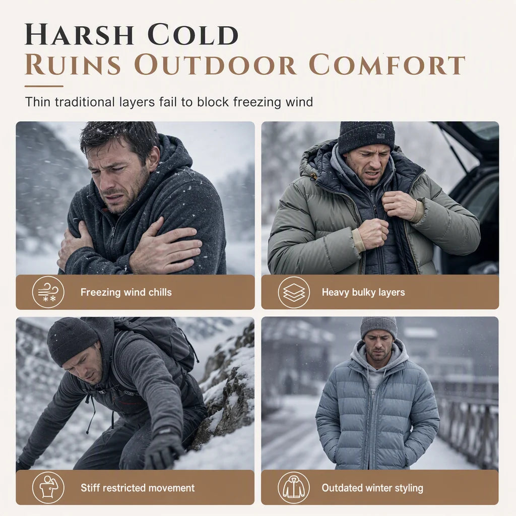 Men's Jacquard Fleece-Lined Hooded Jumper