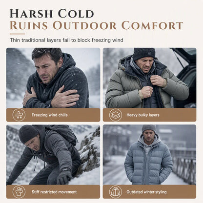 Men's Jacquard Fleece-Lined Hooded Jumper