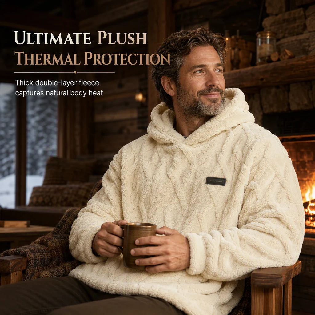 Men's Jacquard Fleece-Lined Hooded Jumper