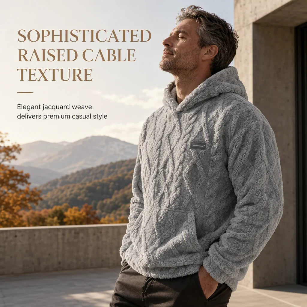 Men's Jacquard Fleece-Lined Hooded Jumper
