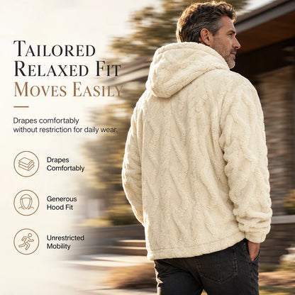 Men's Jacquard Fleece-Lined Hooded Jumper